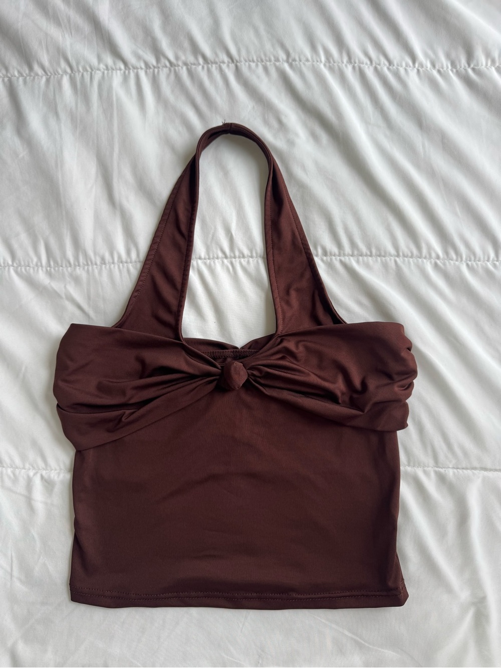 Brown Knot-Front Women’s halter top